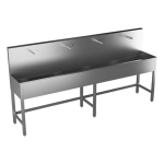 Nerezový žlab na nohou, termostatický ventil, 2500 mm, čtyři pieza, 24 V DC