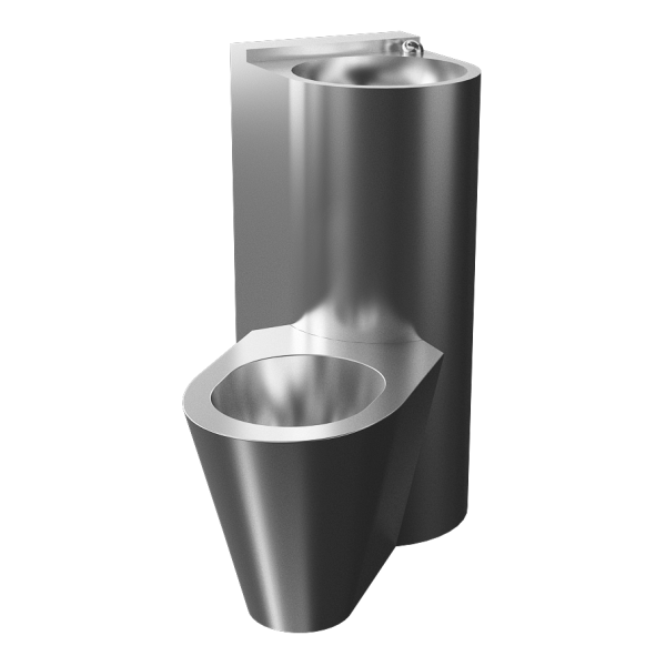 Piezo antivandalový nerezový set WC s umyvadlem do rohu, WC na zemi vlevo